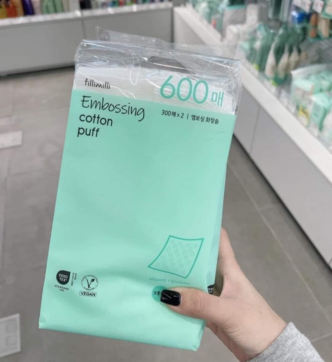 Bông tẩy trang FILLIMILLI Embossing Cotton Puff (600 miếng)