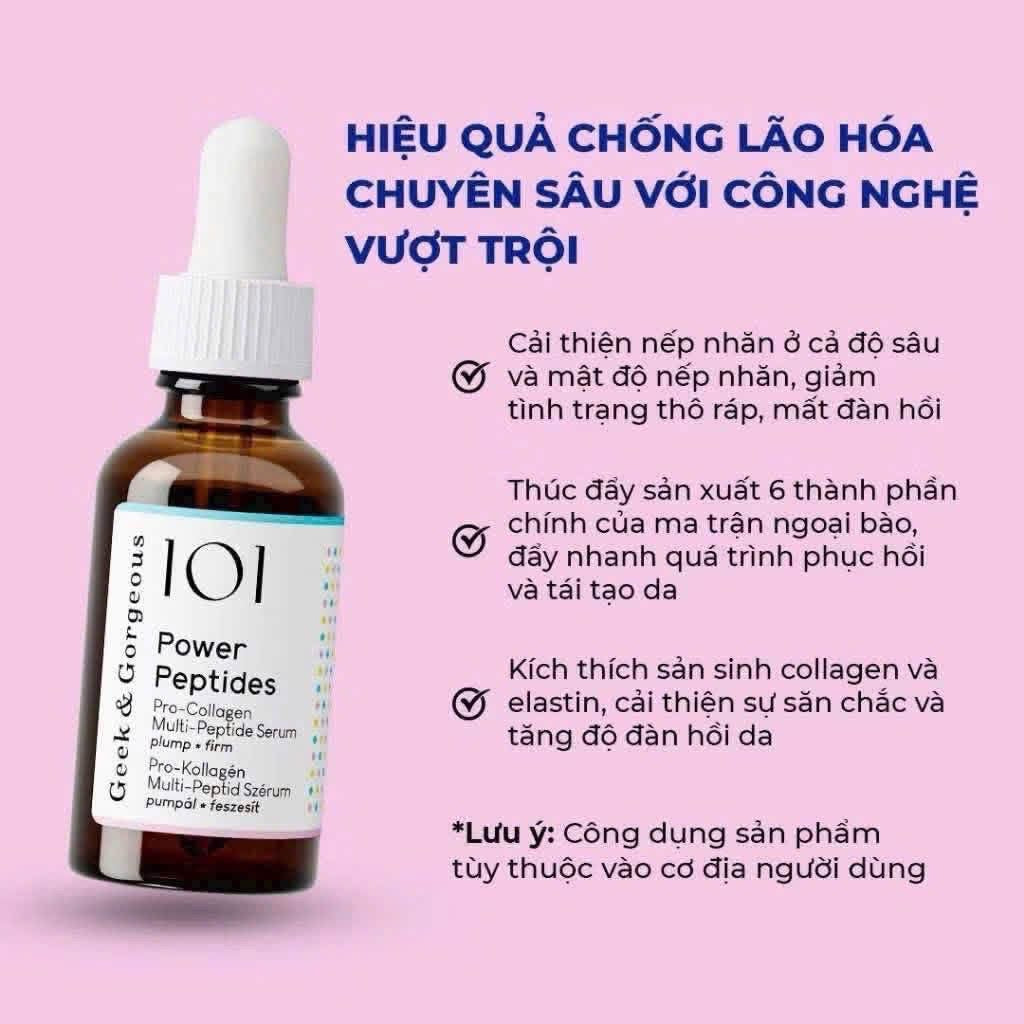 Serum hỗ trợ phục hồi và chống lão hoá GEEK & GORGEOUS 101 Power Peptides