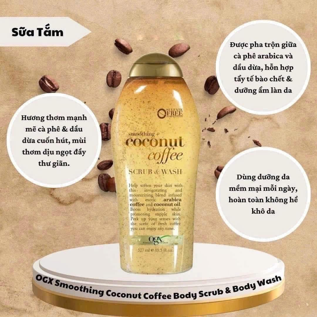 Sữa tắm tẩy tế bào chết OGX Coconut Coffee Scrub & Wash 577ml