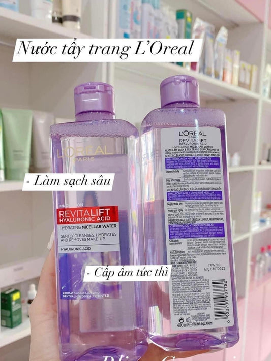 Nước tẩy trang L’OREAL Hyaluronic Acid màu tím