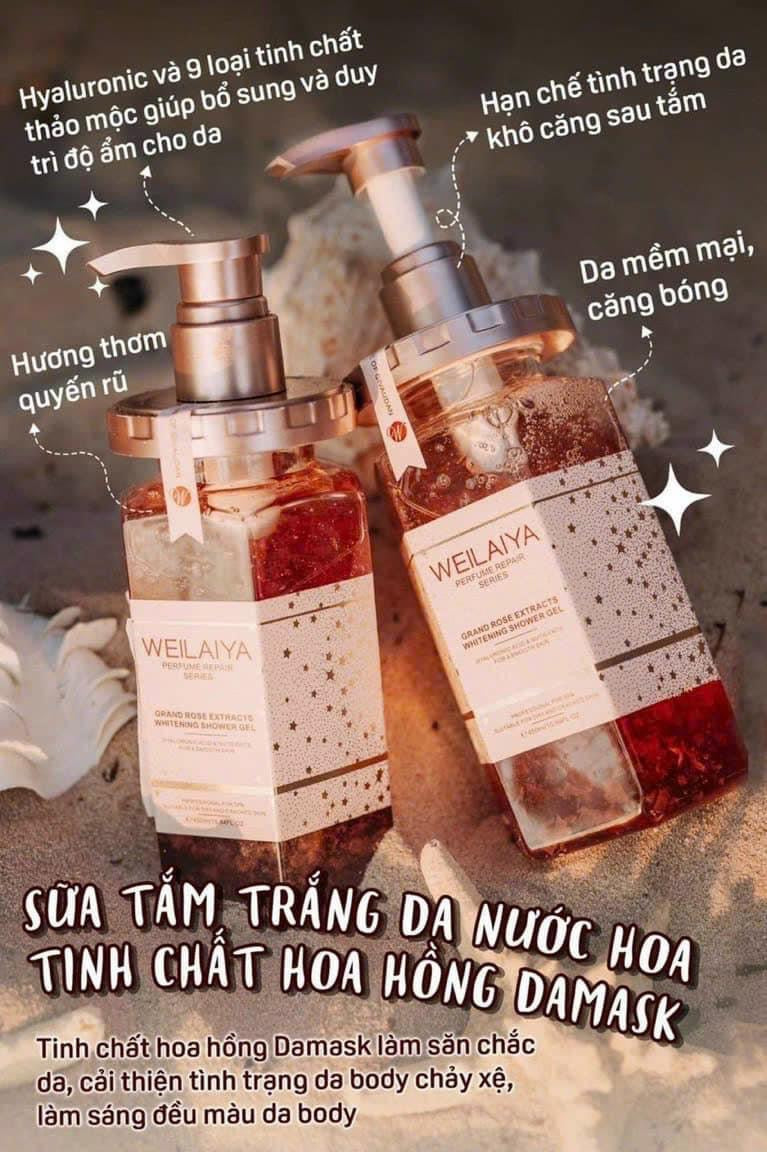 Sữa tắm nước hoa WEILAIYA tuỷ mật hoa hồng Damask 450ml
