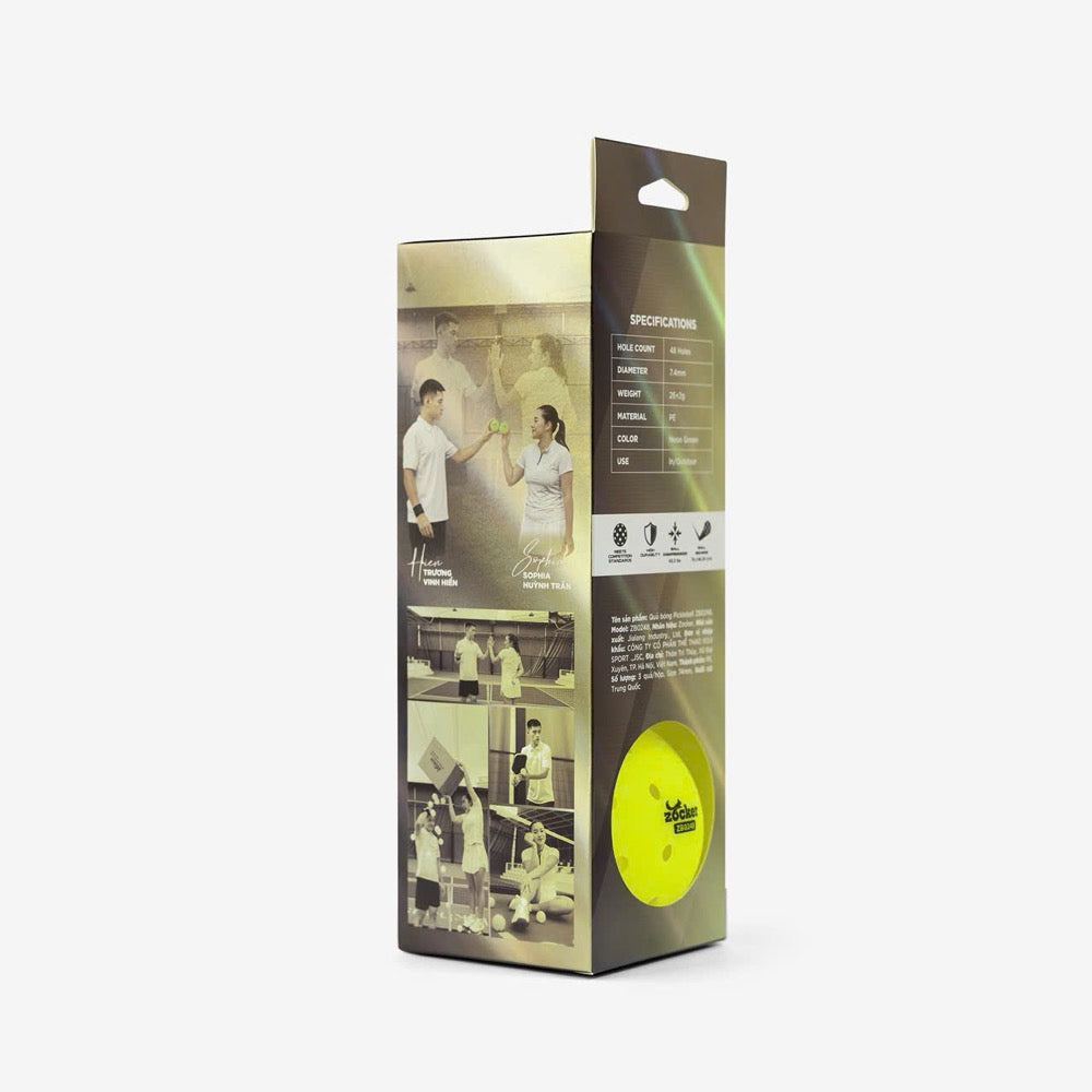 Bóng pickleball ZOCKER Five Star ZB0248 (hộp 3 quả)