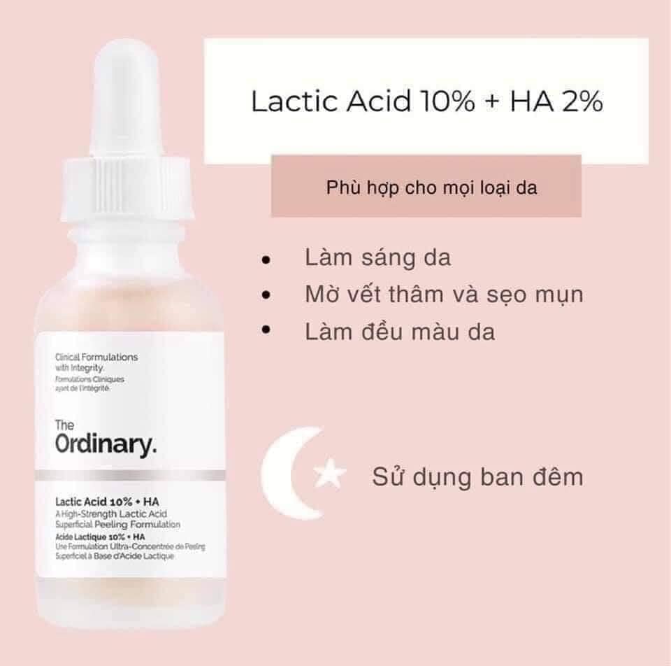Tẩy tế bào chết hoá học (AHA) THE ORDINARY Latic Acid 10% + HA 30ml