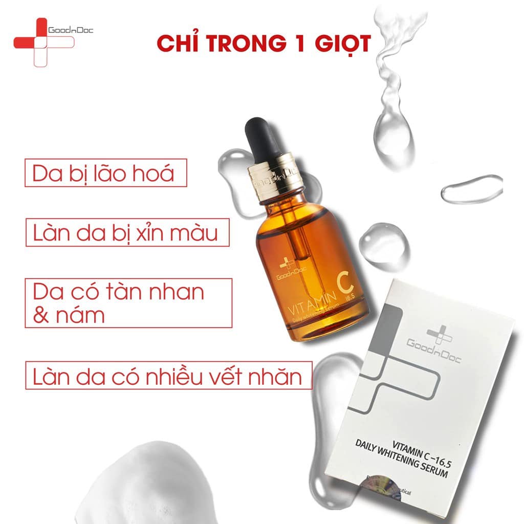 Tinh chất sáng da, mờ thâm nám GOODNDOC Vitamin C-16.5 Daily Whitening Serum 30ml