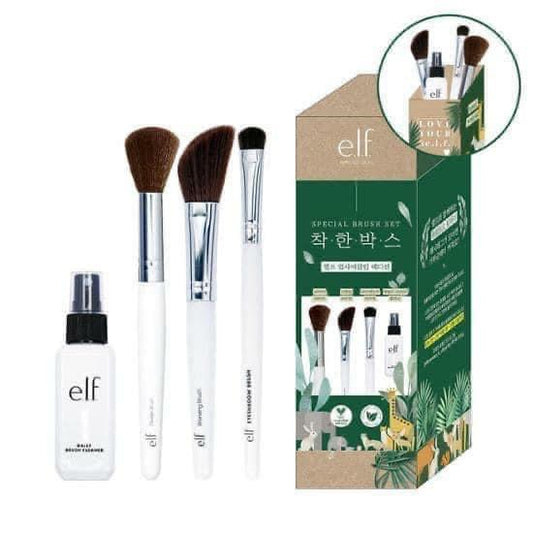 Set cọ trang điểm E.L.F cán trắng Vegan Formula