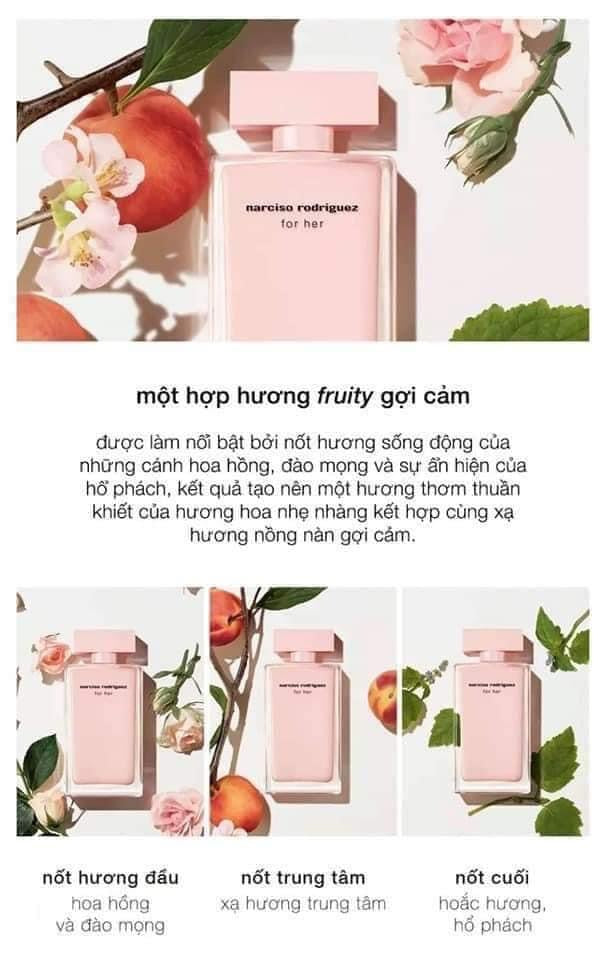 Nước hoa nữ NARCISO Rodriguez For Her EDP hồng nhạt (fullbox)