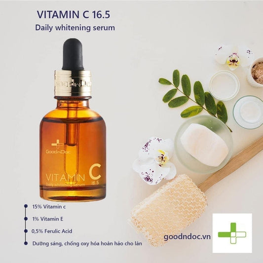 Tinh chất sáng da, mờ thâm nám GOODNDOC Vitamin C-16.5 Daily Whitening Serum 30ml