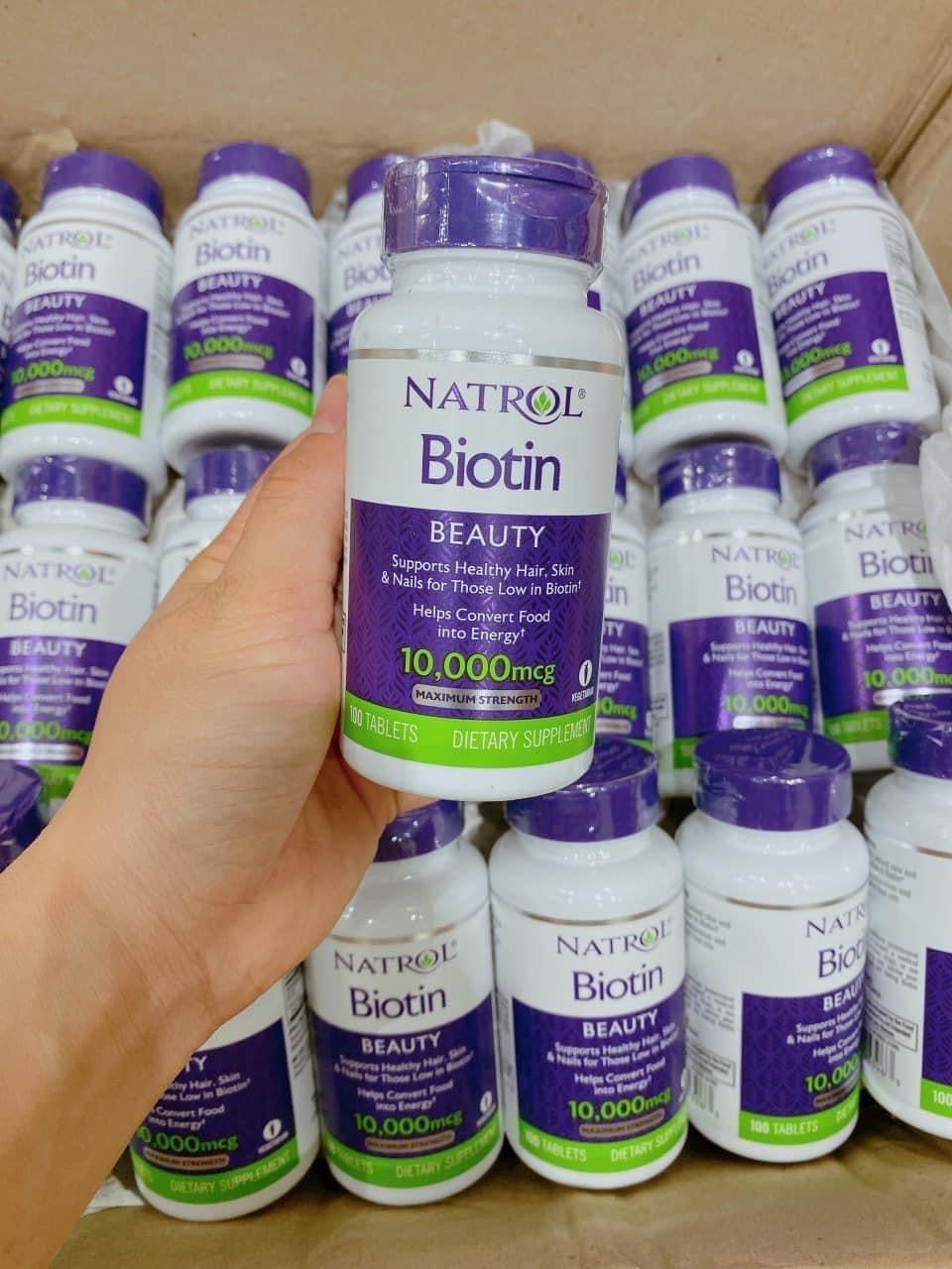 Viên uống hỗ trợ mọc tóc và móng NATROL Biotin Beauty 10000mg (lọ 100 viên)
