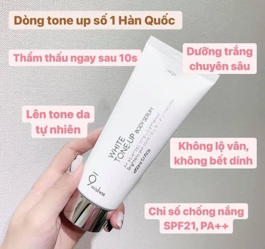 Kem dưỡng trắng da và nâng tone body chống nắng 9WISHES 150ml