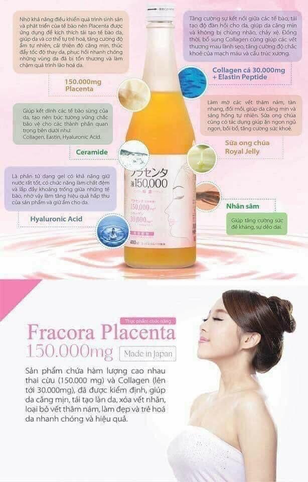 Nước uống nhau thai collagen FRACORA Nhật Bản 480ml