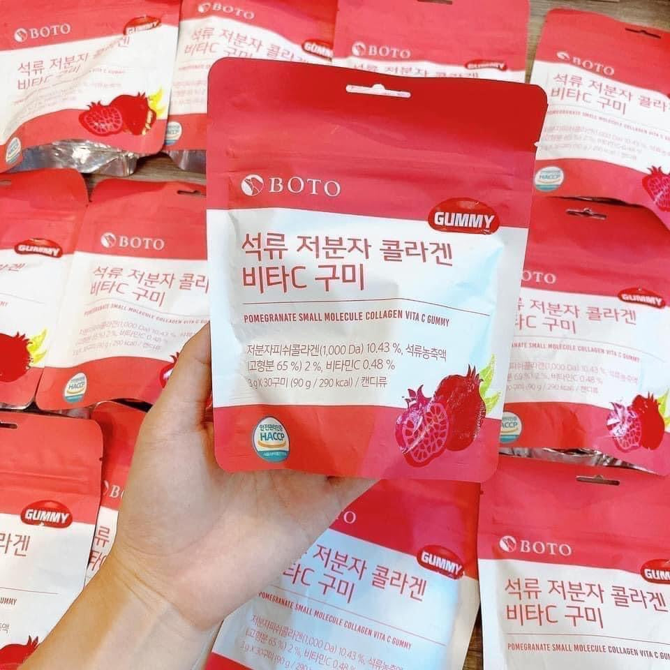 Kẹo dẻo Collagen Lựu BOTO Gummy Collagen Vitamin C Hàn Quốc gói 30 viên